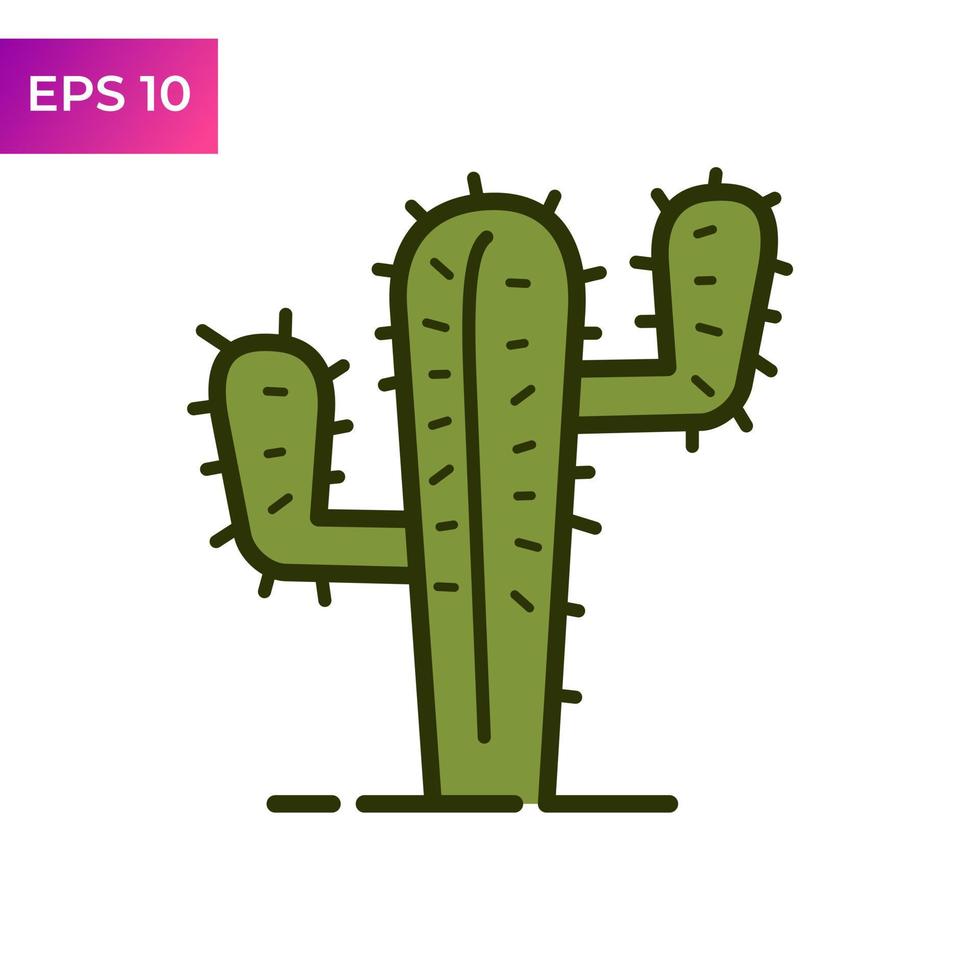 cor de modelo de ícone de cacto editável. sinal de vetor de símbolo de cacto saguaro isolado no fundo branco. ilustração em vetor logotipo simples para design gráfico e web.
