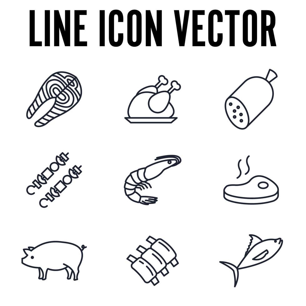 carne, aves, peixes e ovos definir modelo de símbolo de ícone para ilustração em vetor logotipo de coleção de design gráfico e web