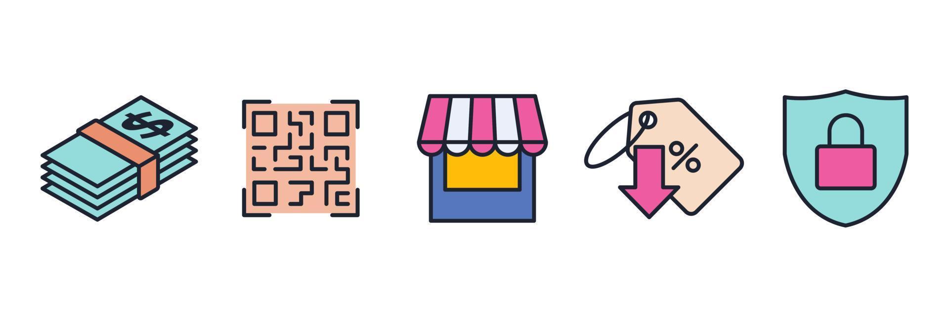 modelo de símbolo de ícone de conjunto de comércio eletrônico para ilustração em vetor de logotipo de coleção de design gráfico e web