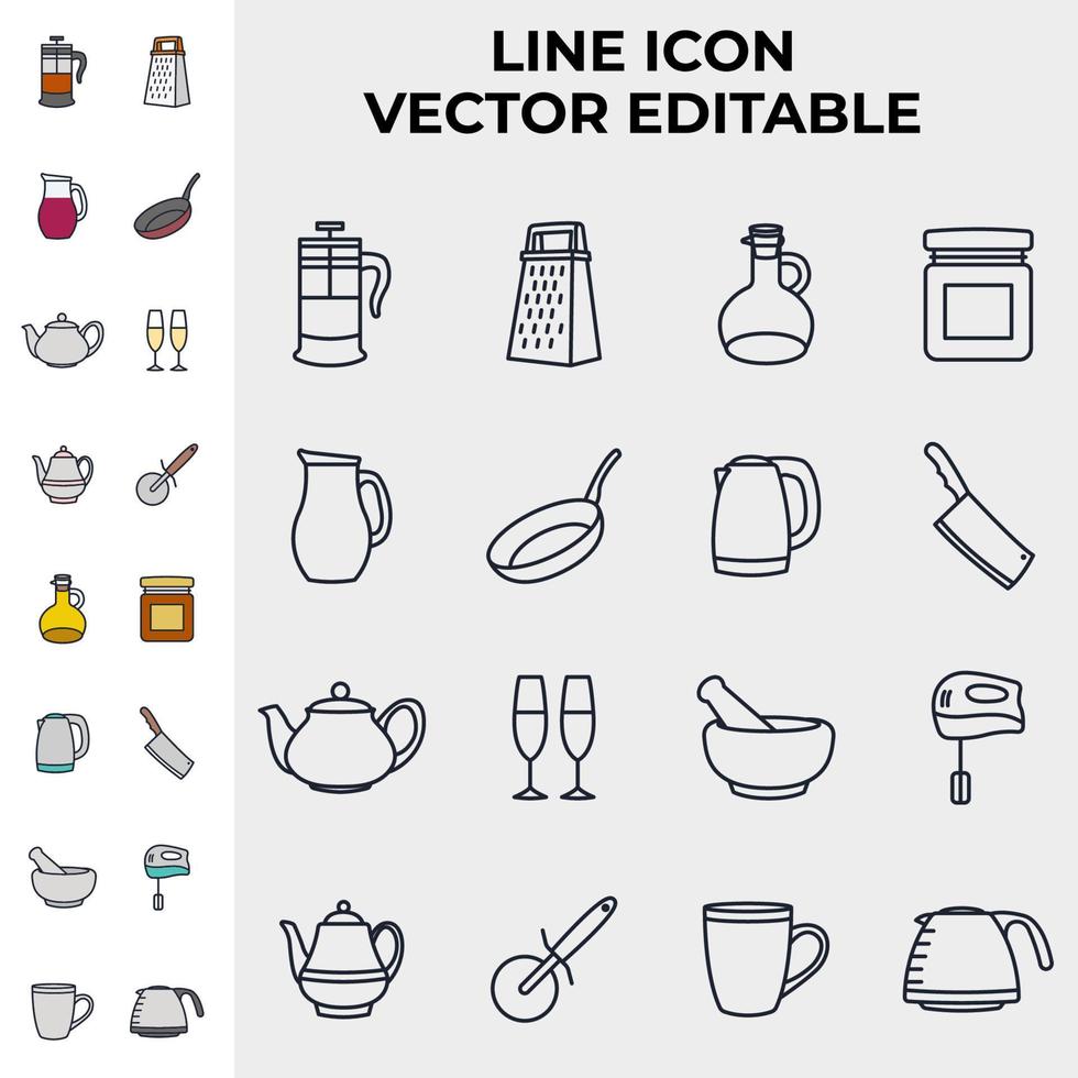 modelo de símbolo de ícone de conjunto de cozinha de cozinha para ilustração em vetor de logotipo de coleção de design gráfico e web