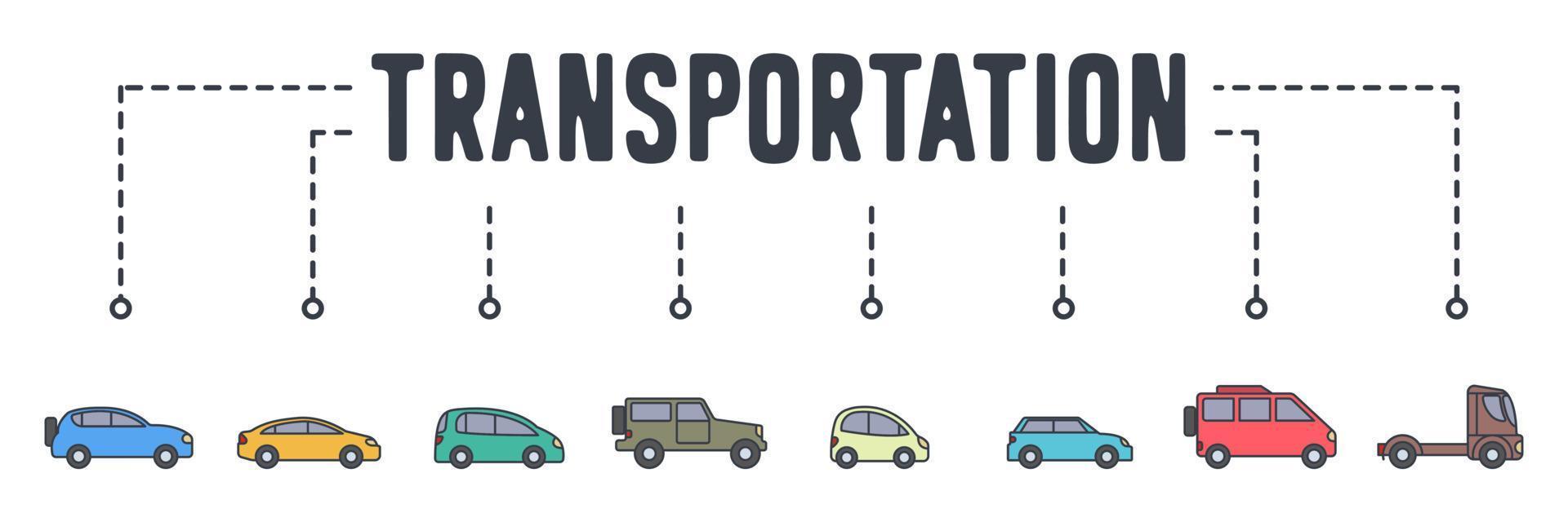 carro transporte bandeira web ícone ilustração vetorial conceito. vetor