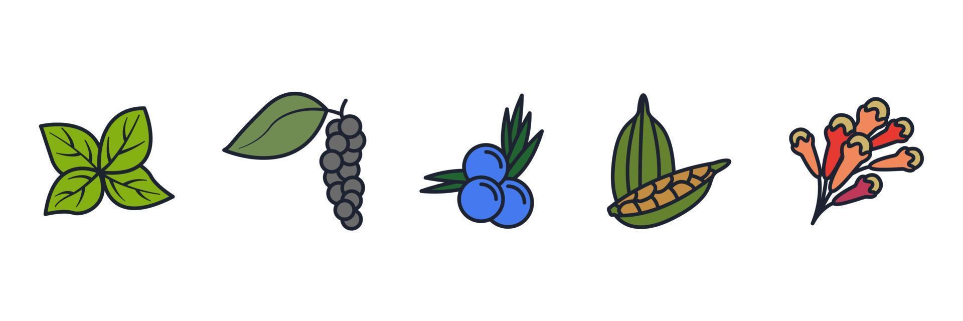 elementos de especiarias, condimentos e ervas definir modelo de símbolo de ícone para ilustração em vetor logotipo de coleção de design gráfico e web