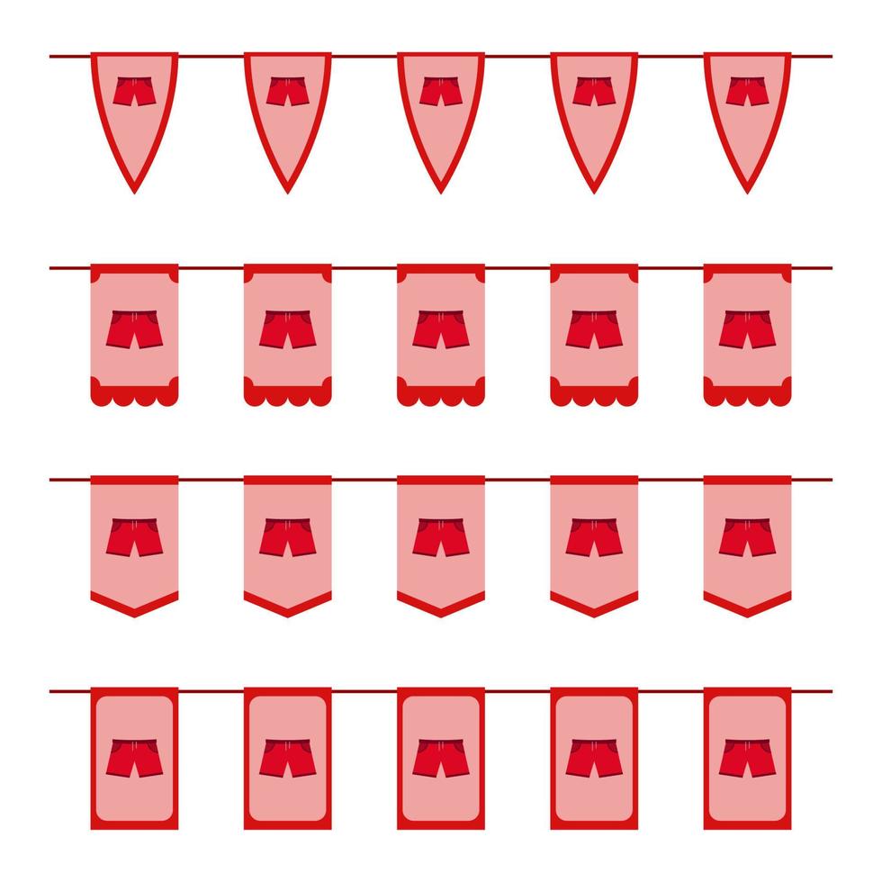 conjunto de bandeiras coloridas com shorts vetor