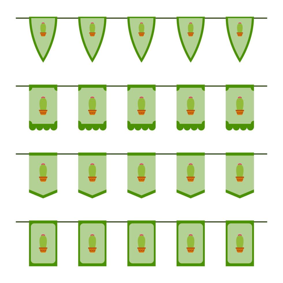 conjunto de bandeiras coloridas com cactos vetor