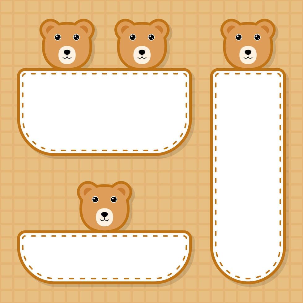 conjunto de banner fofo com urso vetor