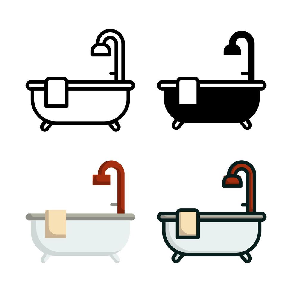 coleção de estilo de conjunto de ícones de banheira vetor