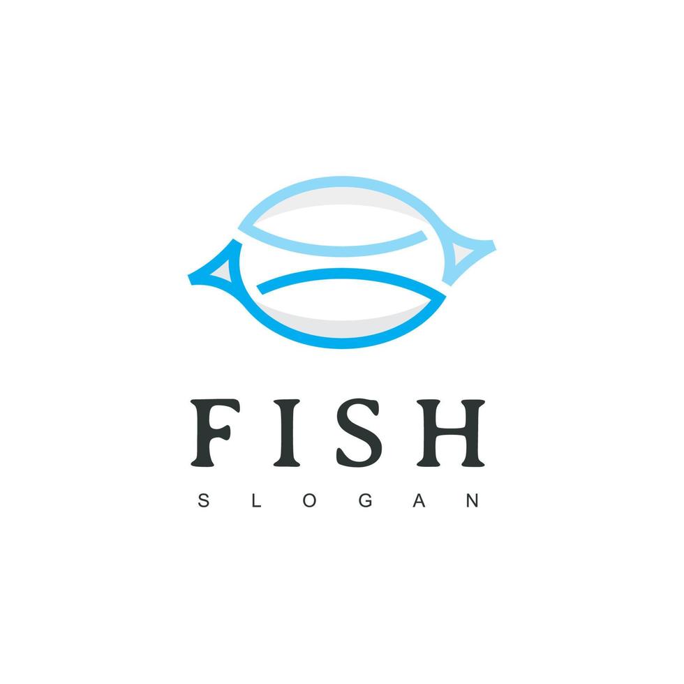 modelo de design de logotipo de peixe, logotipo de restaurante de frutos do mar, ícone de piscicultura vetor