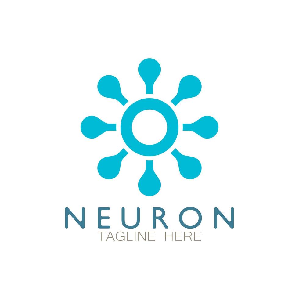 logotipo de neurônio ou design de logotipo de célula nervosa, ícone de modelo de ilustração de logotipo de molécula com conceito de vetor