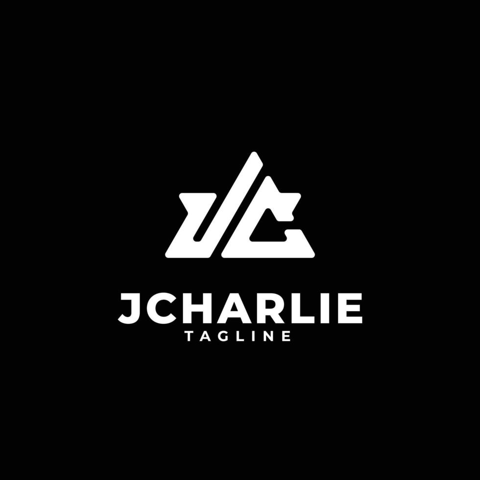 logotipo do monograma das iniciais do triângulo com a letra jc, j e c vetor
