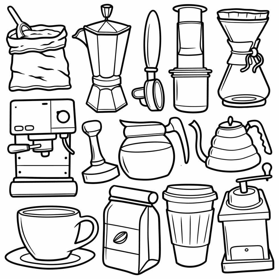ilustração vetorial de ícones de café doodle vetor