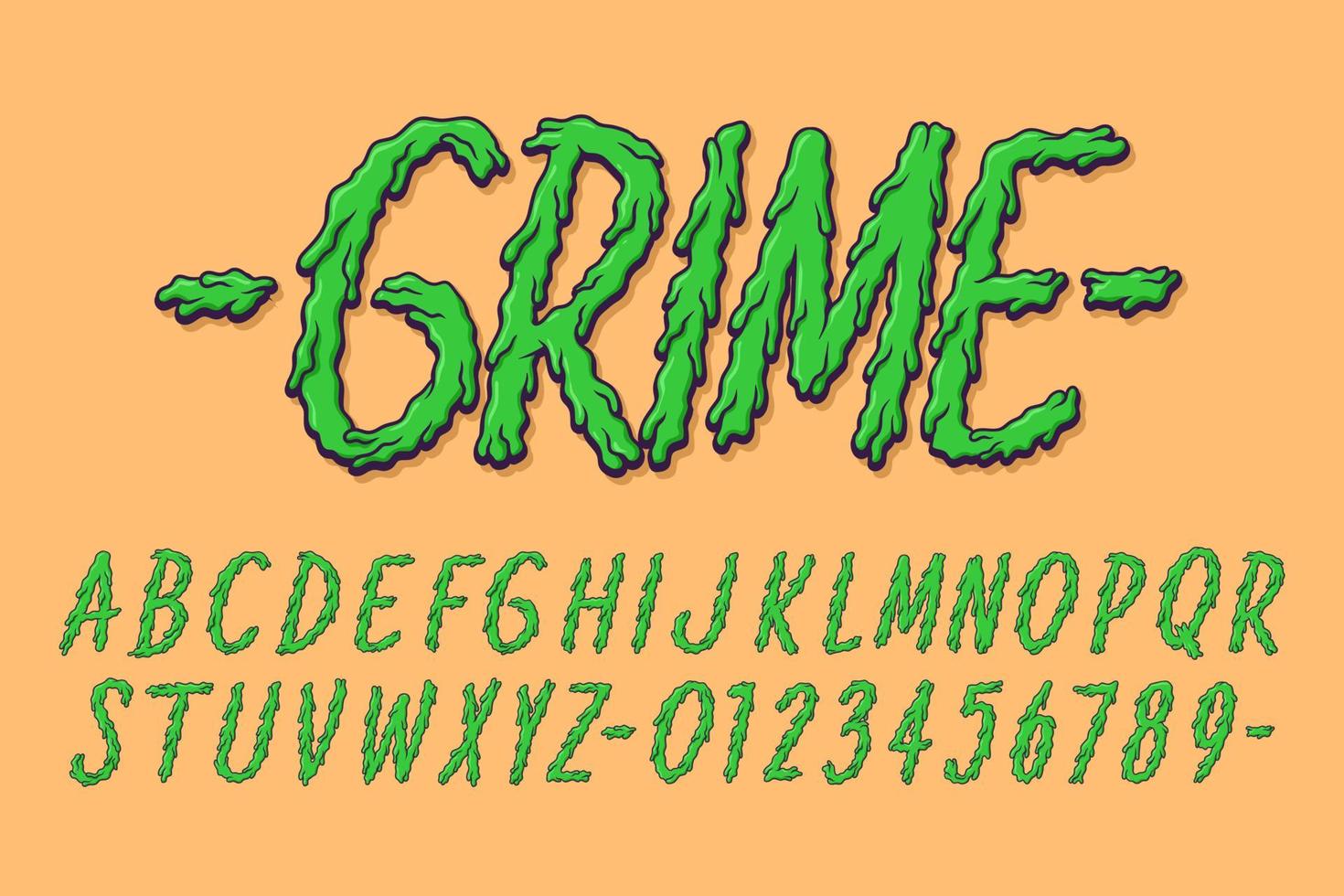 alfabeto grime derreter tipografia definir vetor de desenho animado conceito