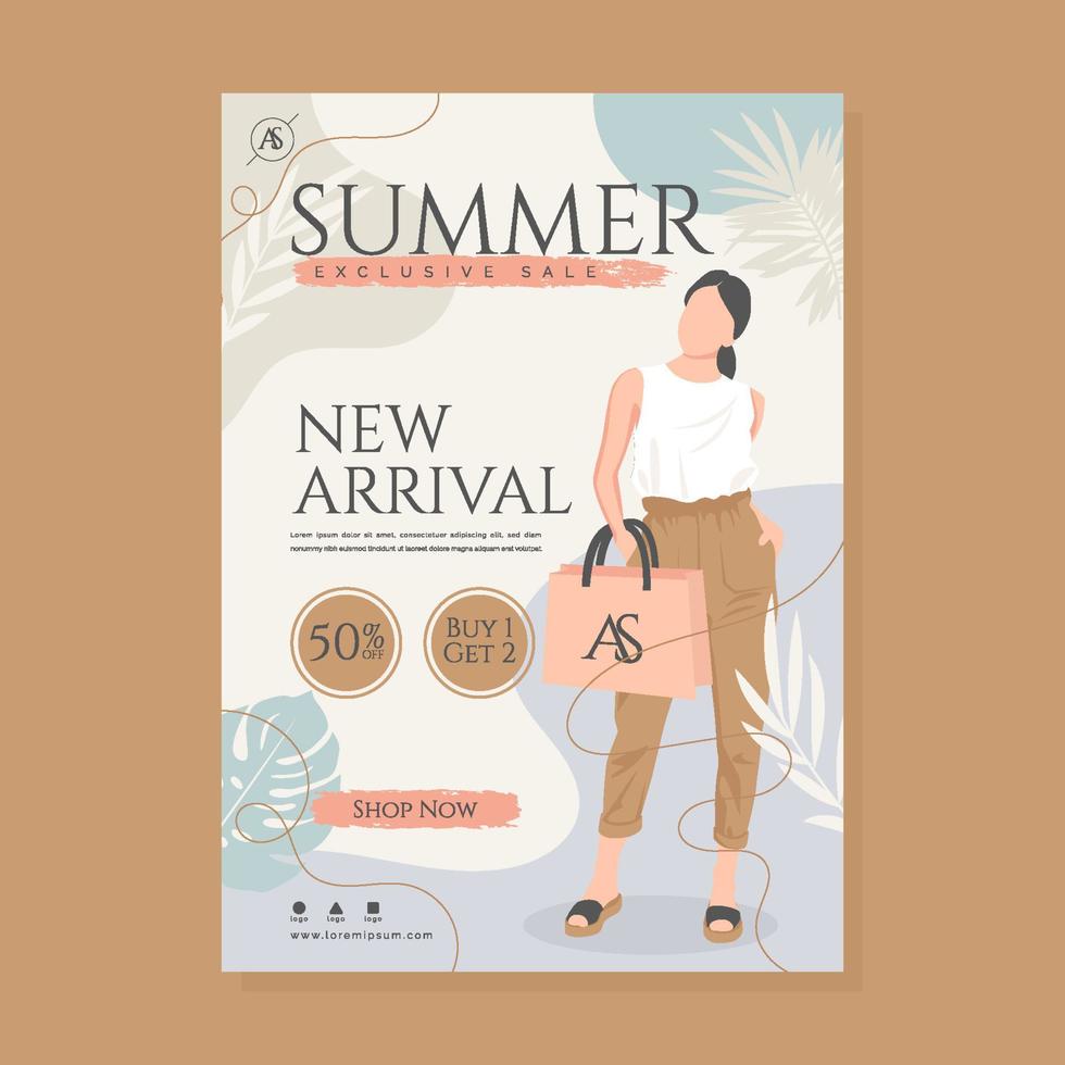 modelo de cartaz de nova chegada de venda de moda de verão vetor