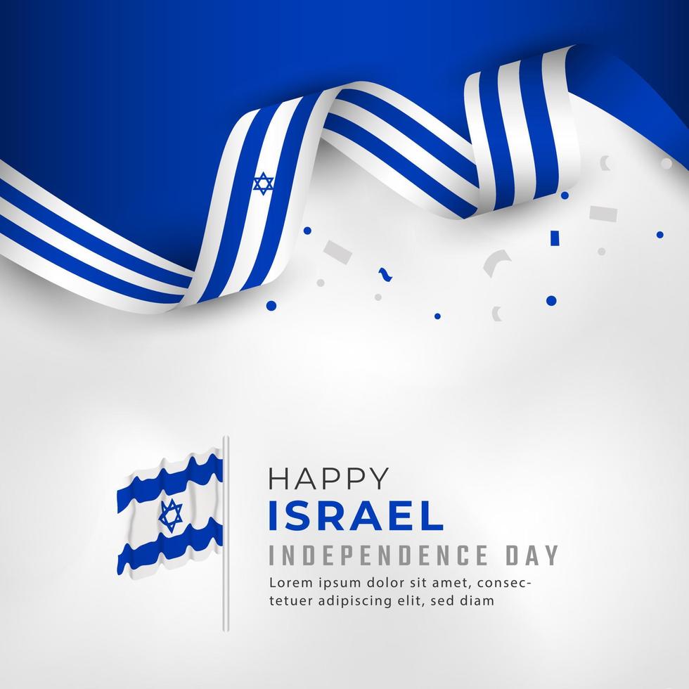 feliz dia da independência de israel ilustração vetorial de design de celebração. modelo para cartaz, banner, publicidade, cartão de felicitações ou elemento de design de impressão vetor