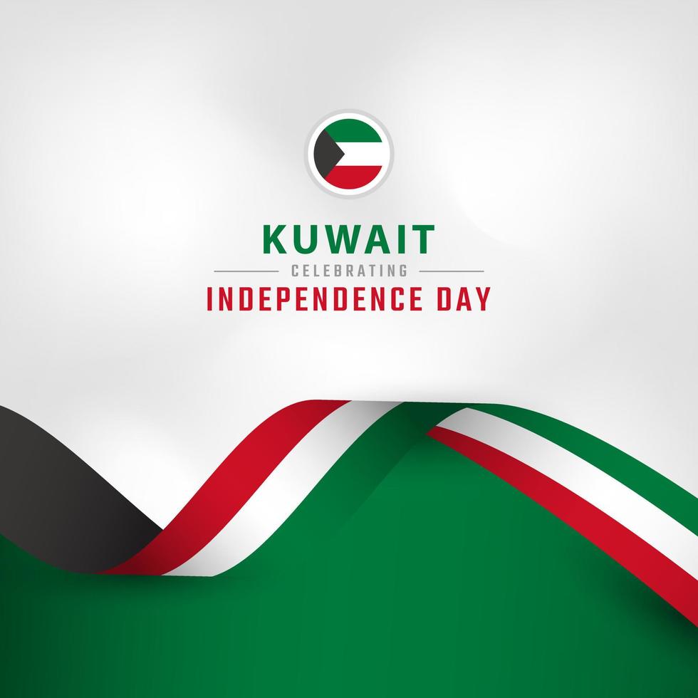 feliz dia da independência do kuwait 25 de fevereiro ilustração vetorial de celebração. modelo para cartaz, banner, publicidade, cartão de felicitações ou elemento de design de impressão vetor