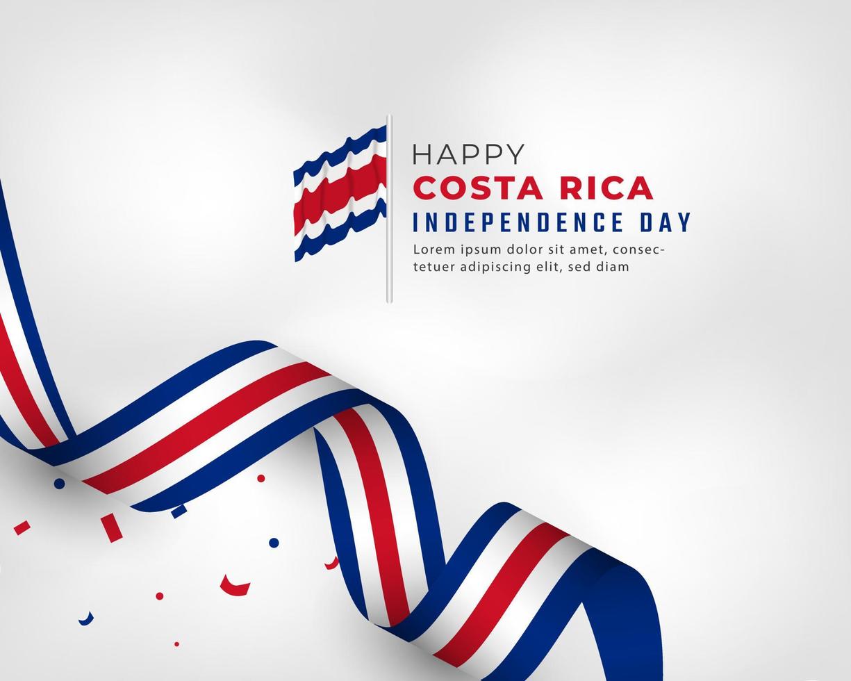 feliz dia da independência da costa rica 15 de setembro ilustração vetorial de celebração. modelo para cartaz, banner, publicidade, cartão de felicitações ou elemento de design de impressão vetor