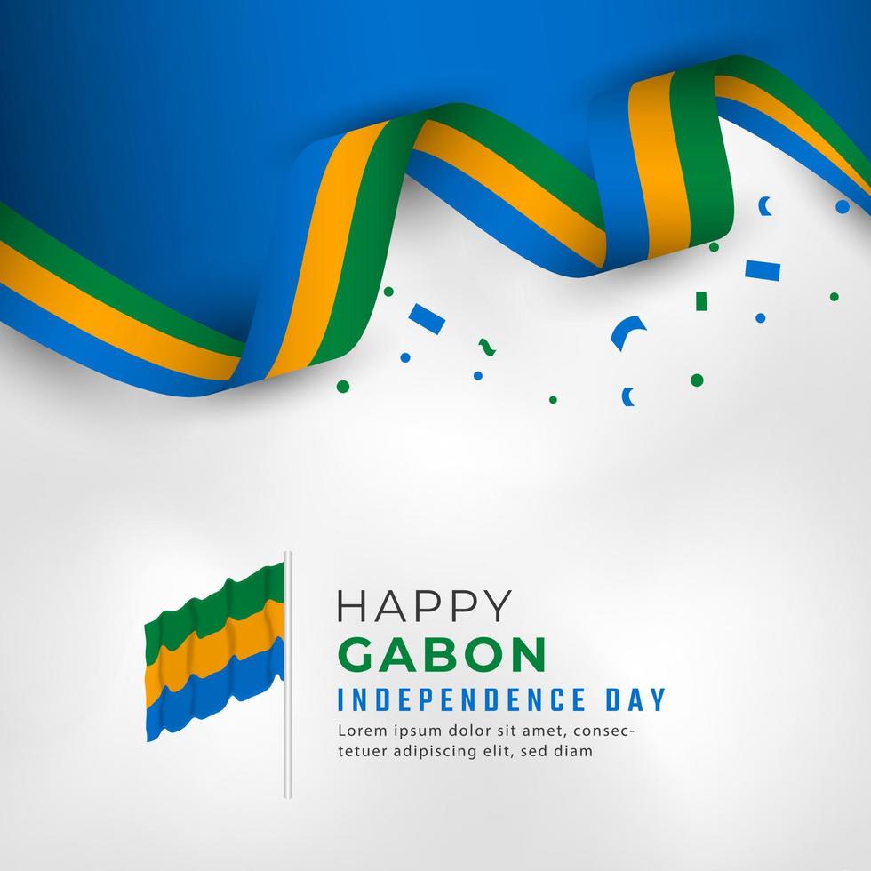 feliz dia da independência do gabão 17 de agosto celebração ilustração vetorial de design. modelo para cartaz, banner, publicidade, cartão de felicitações ou elemento de design de impressão vetor