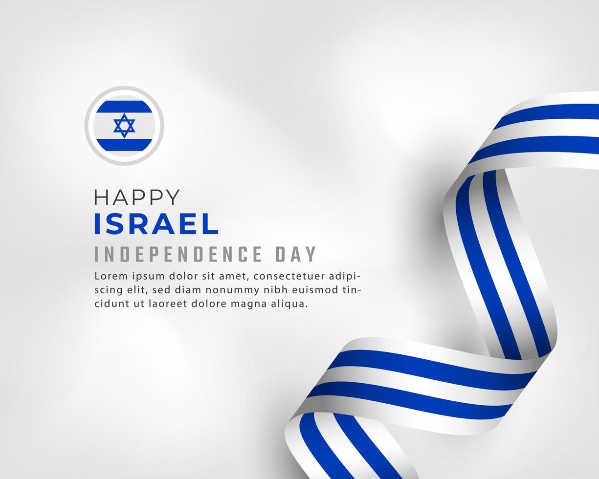 feliz dia da independência de israel ilustração vetorial de design de celebração. modelo para cartaz, banner, publicidade, cartão de felicitações ou elemento de design de impressão vetor