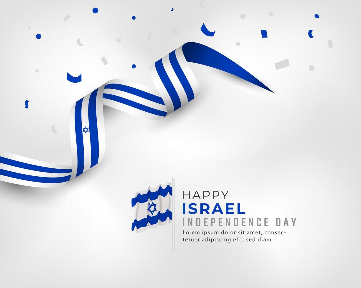 feliz dia da independência de israel ilustração vetorial de design de celebração. modelo para cartaz, banner, publicidade, cartão de felicitações ou elemento de design de impressão vetor