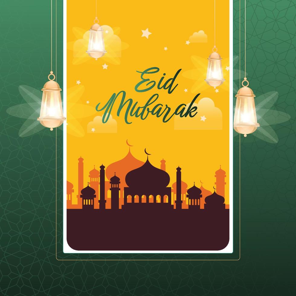 ilustração de padrão de mesquita de banner de fundo islâmico eid mubarak vetor