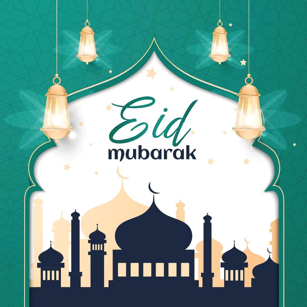 ilustração de padrão de mesquita de banner de fundo islâmico eid mubarak vetor