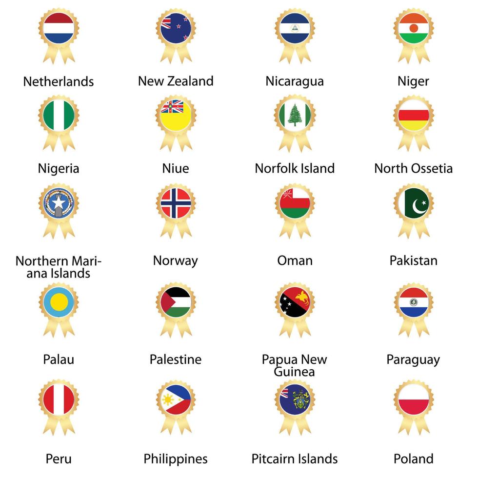 bandeiras da bandeira mundial isolada do mundo. isolado no fundo branco. ilustração vetorial. vetor