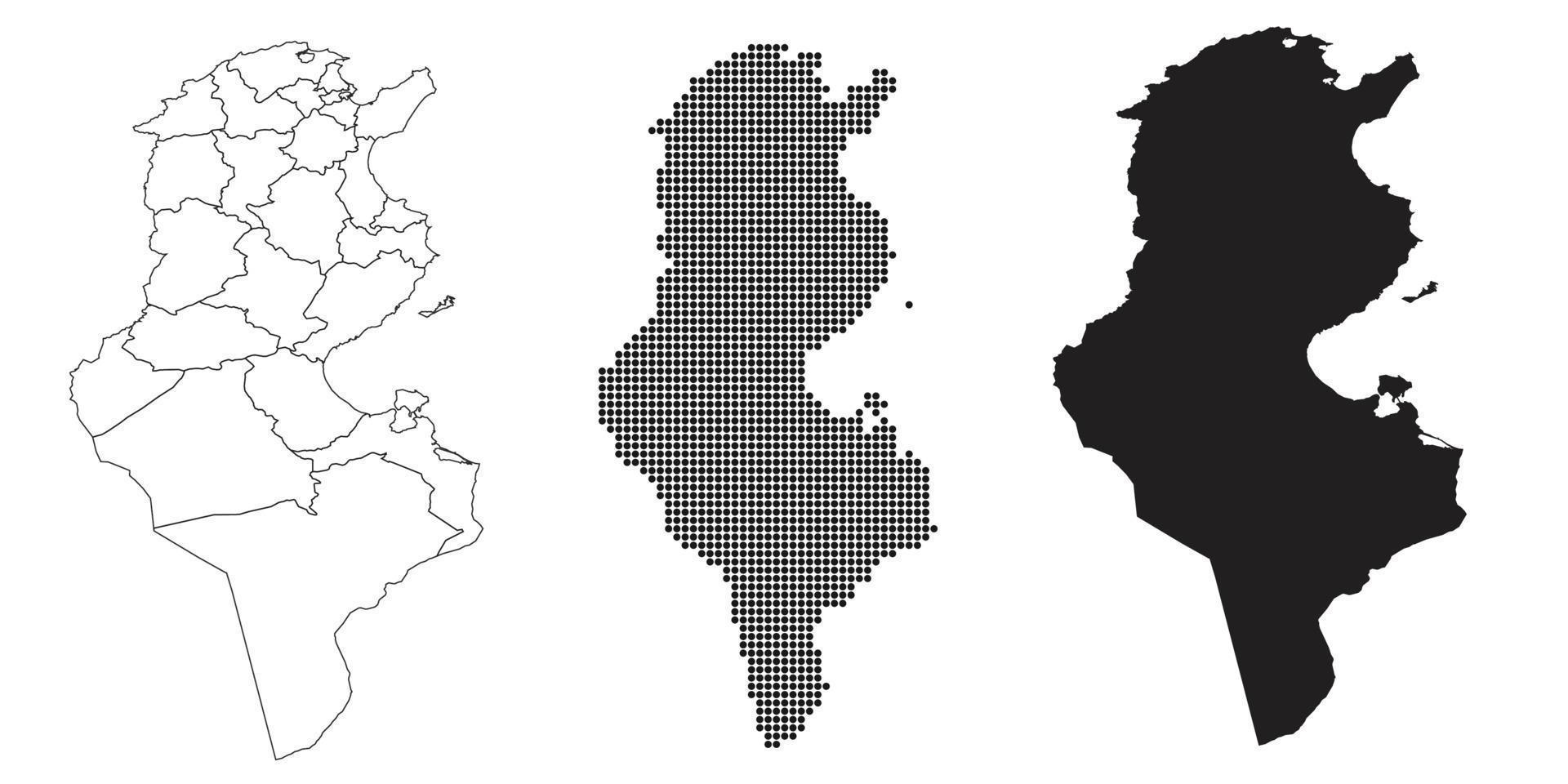 mapa da Tunísia isolado em um fundo branco. vetor