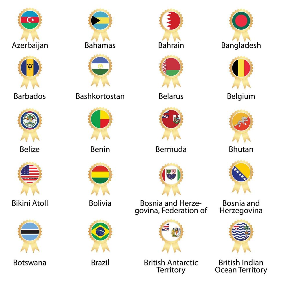 bandeiras isoladas bandeira do mundo. isolado no fundo branco. ilustração vetorial. vetor