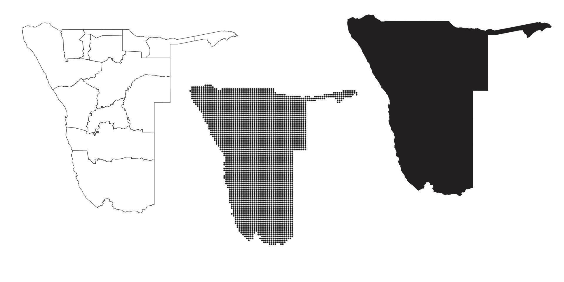 mapa da namíbia isolado em um fundo branco. vetor