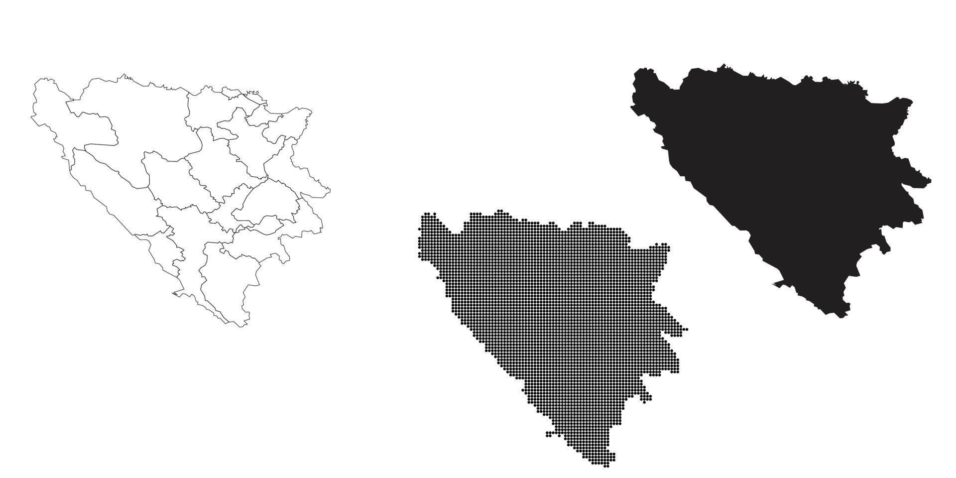 mapa da Bósnia e Herzegovina isolado em um fundo branco. vetor