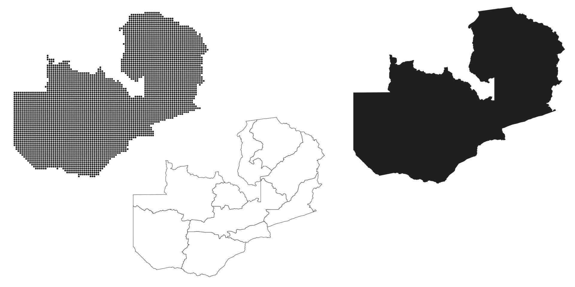mapa da Zâmbia isolado em um fundo branco. vetor