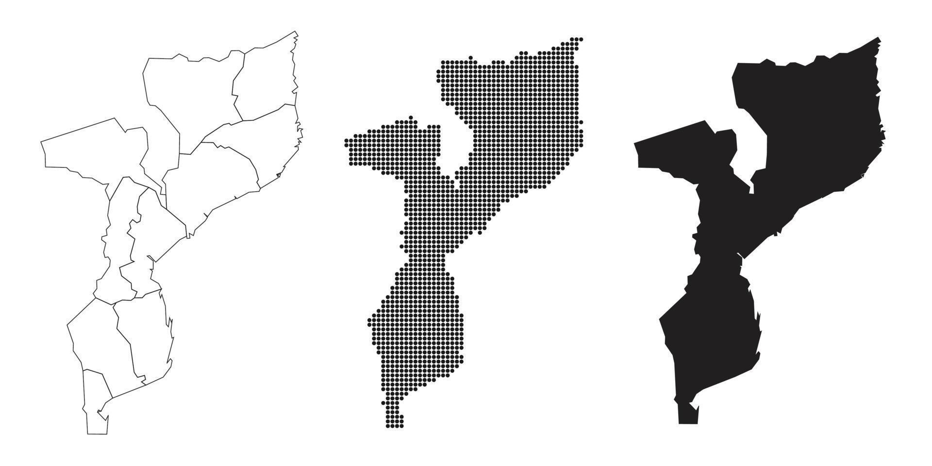 mapa de Moçambique isolado em um fundo branco. vetor