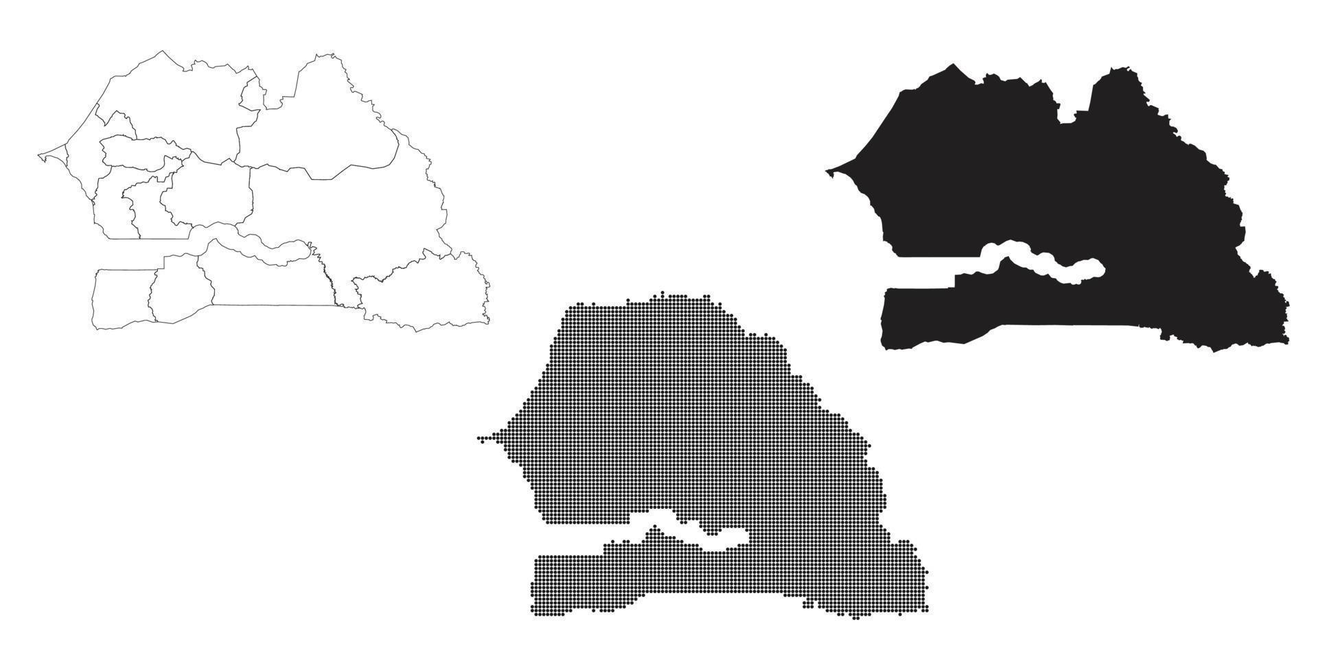 mapa do senegal isolado em um fundo branco. vetor