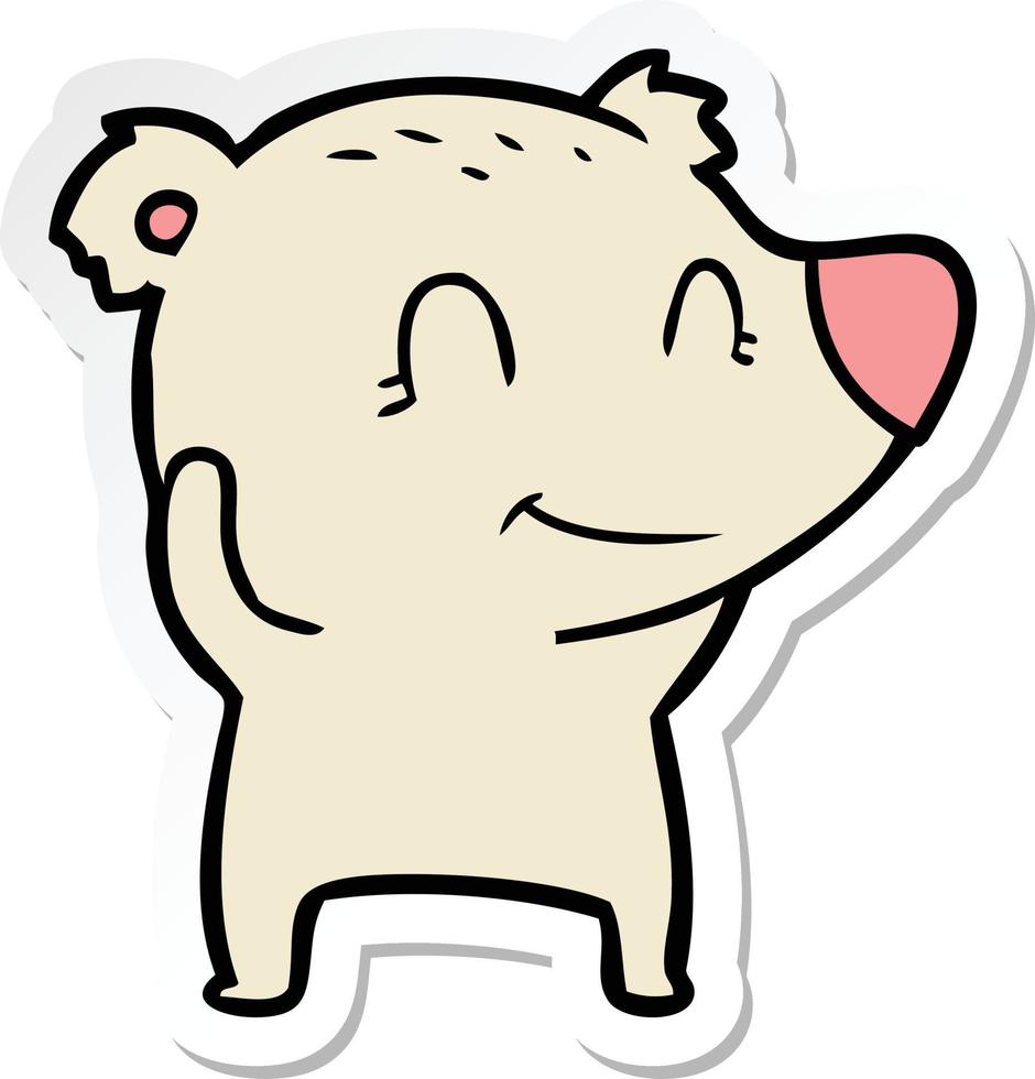 adesivo de um desenho animado de urso polar sorridente vetor