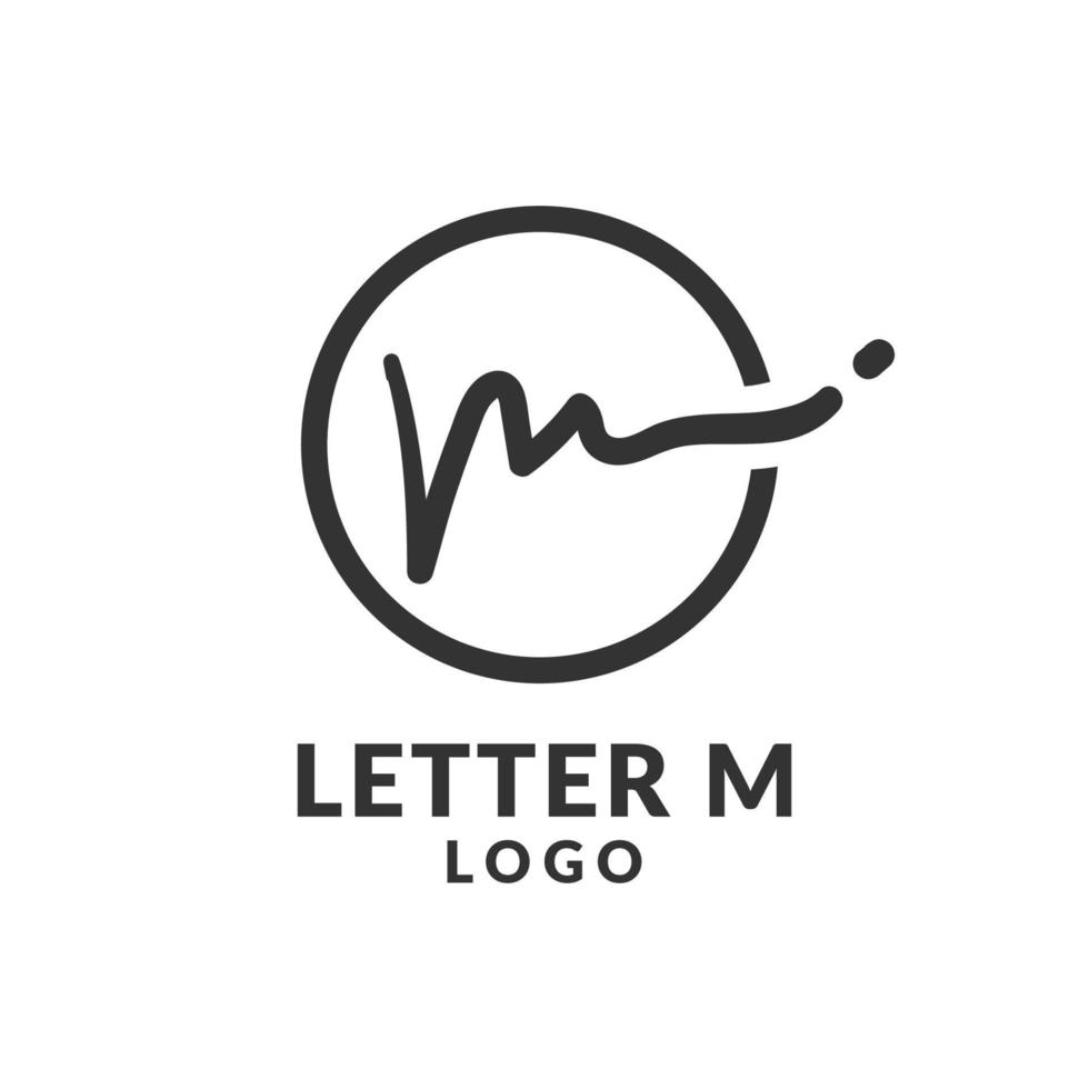 letra m escrita à mão com design de logotipo de vetor elegante círculo