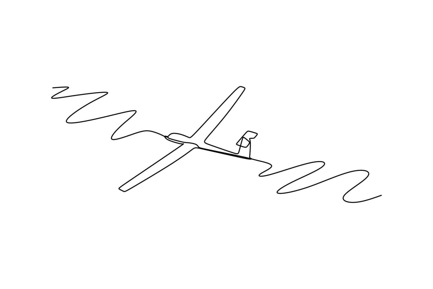 desenho de linha única de planador do céu. estilo de mão desenhado para o conceito de transporte e tecnologia. ilustração vetorial vetor
