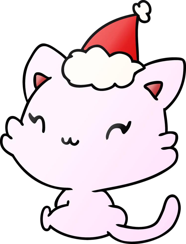 desenho de gradiente de natal de gato kawaii vetor