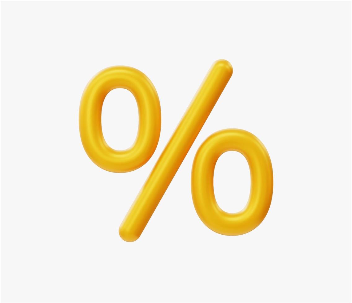 3D ilustração em vetor símbolo de porcentagem realista.