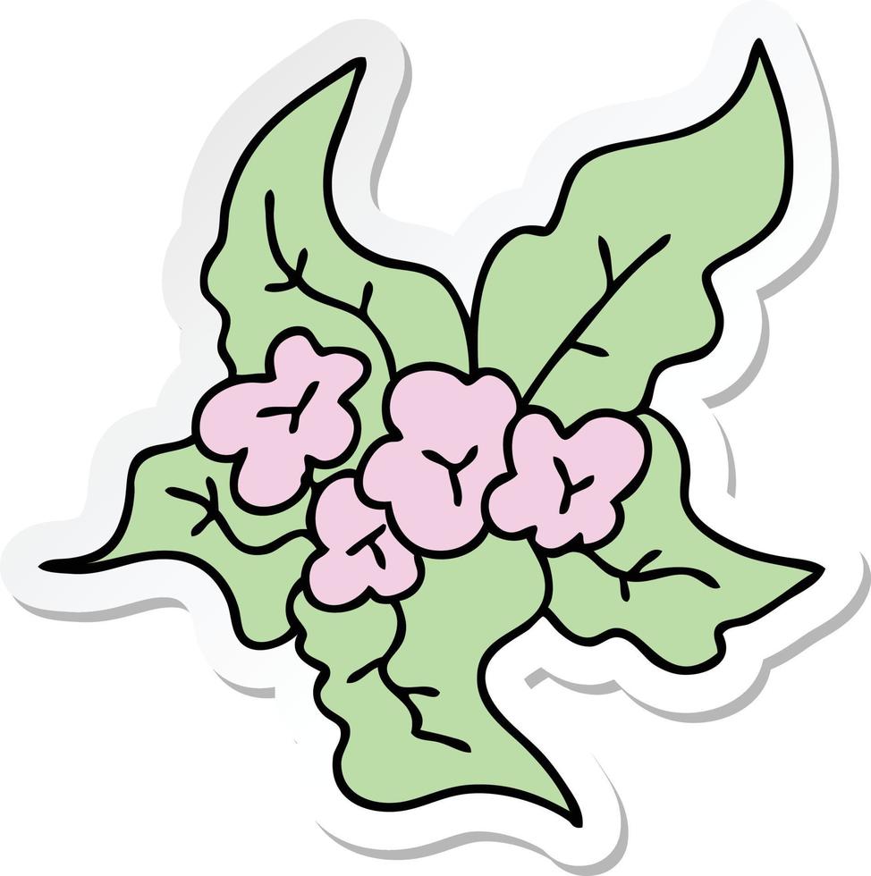 adesivo de uma flor de natal de desenho animado desenhado à mão peculiar vetor