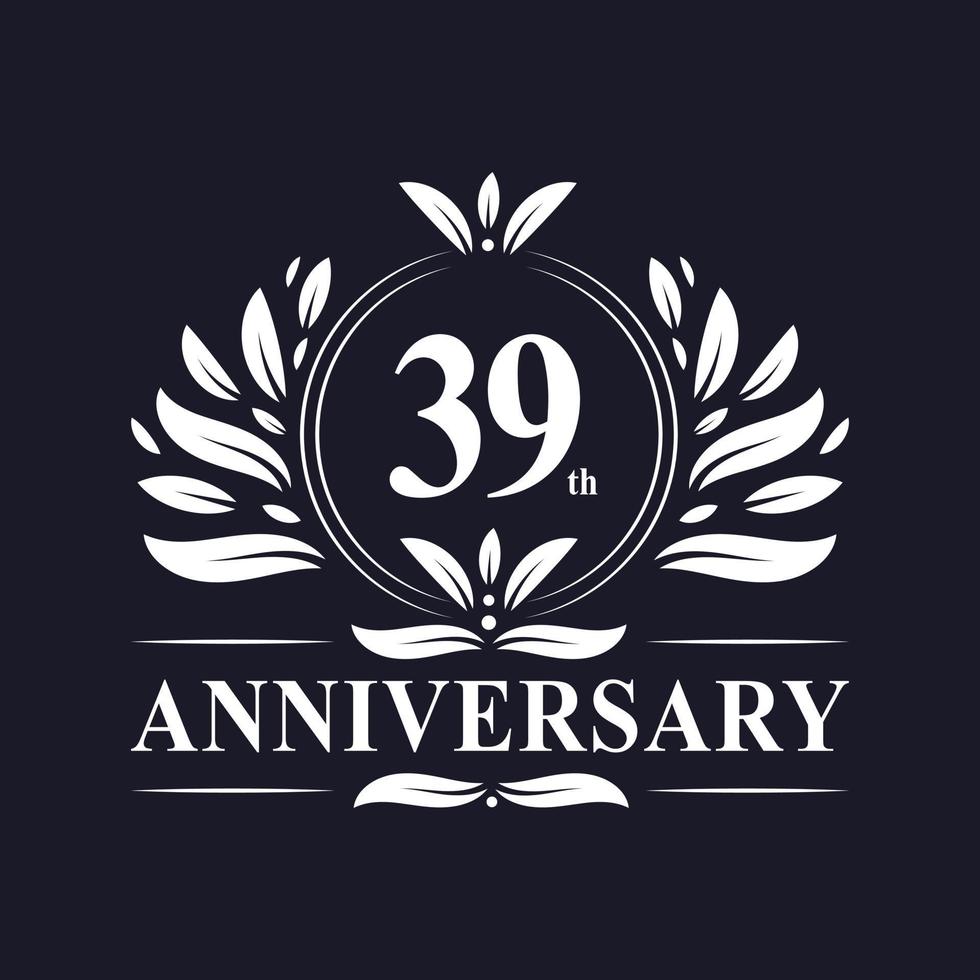 logotipo de aniversário de 39 anos, celebração luxuosa do design do 39º aniversário. vetor