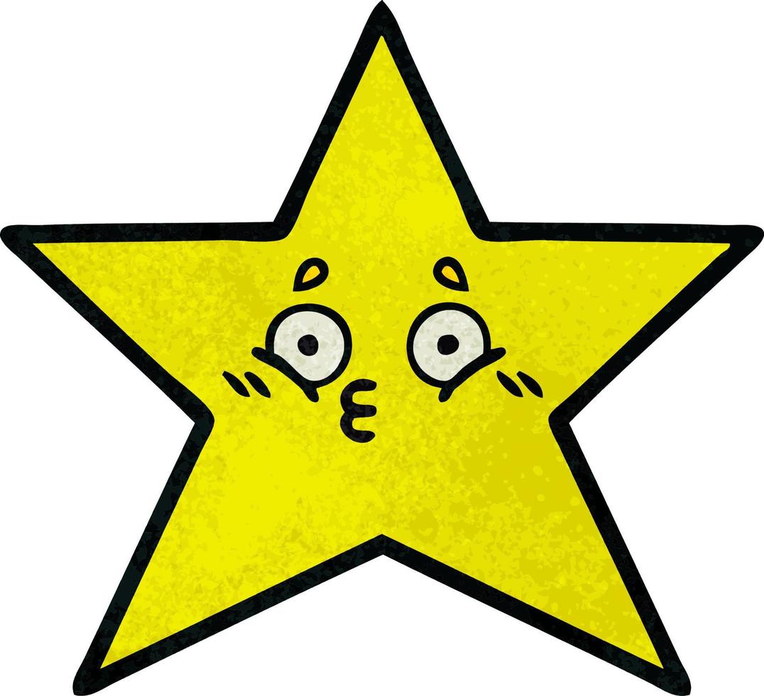 estrela de ouro dos desenhos animados de textura grunge retrô vetor