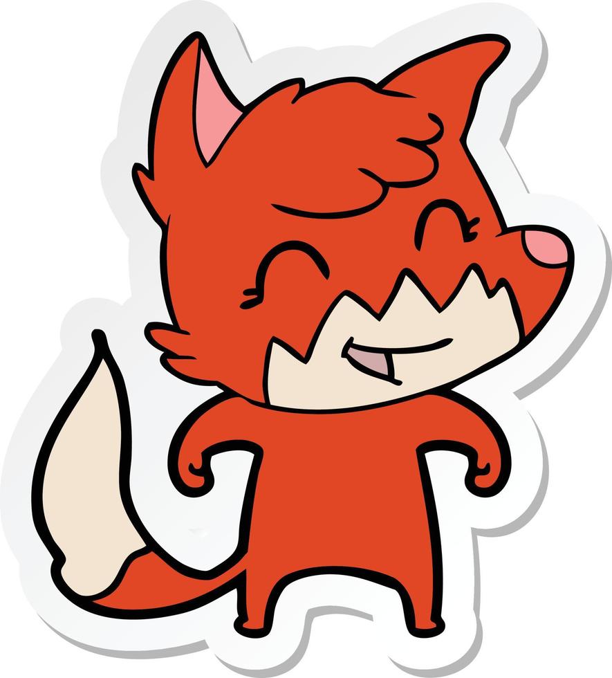adesivo de uma raposa de desenho animado feliz vetor