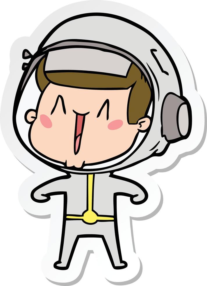 adesivo de um astronauta de desenho animado feliz vetor