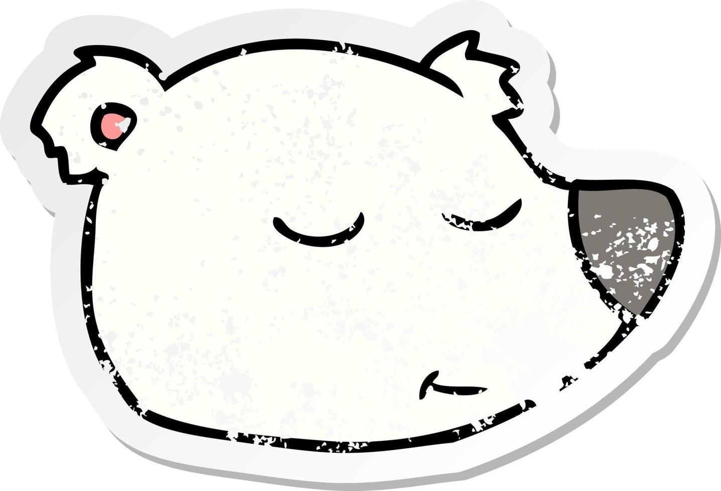 adesivo angustiado de um rosto de urso polar de desenho animado vetor