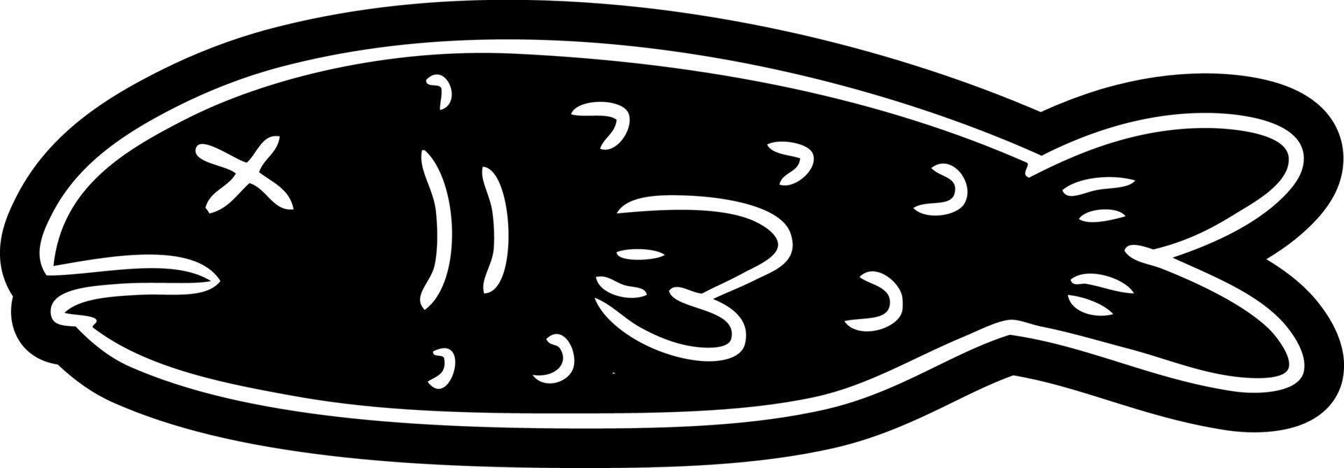 desenho de ícone de desenho animado de um peixe morto vetor