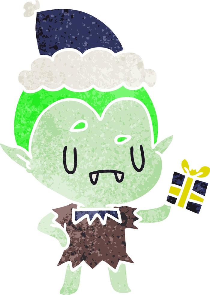 desenho retrô de natal de vampiro kawaii vetor