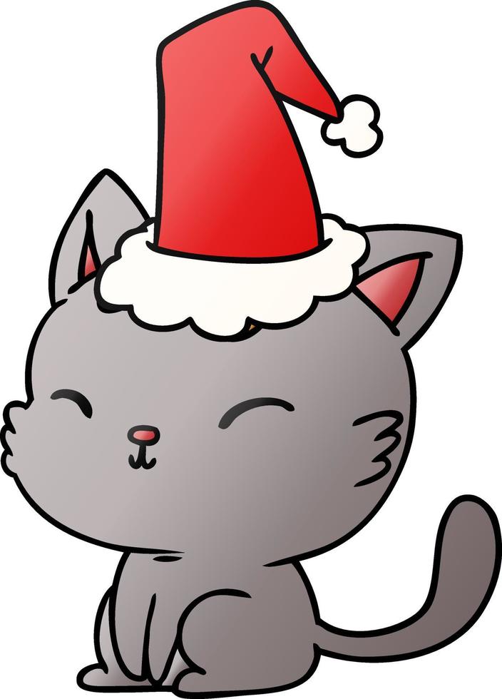 desenho de gradiente de natal de gato kawaii vetor