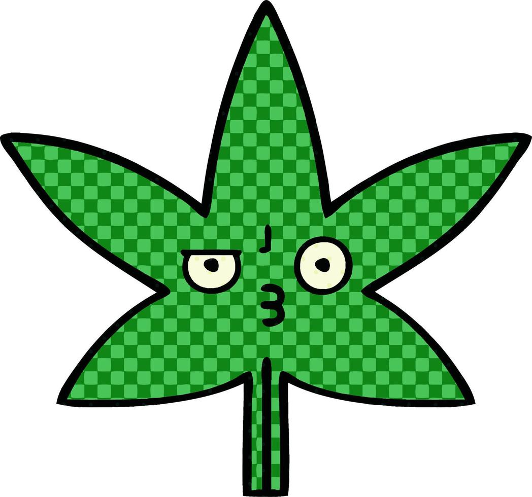 folha de maconha de desenho animado estilo quadrinhos vetor