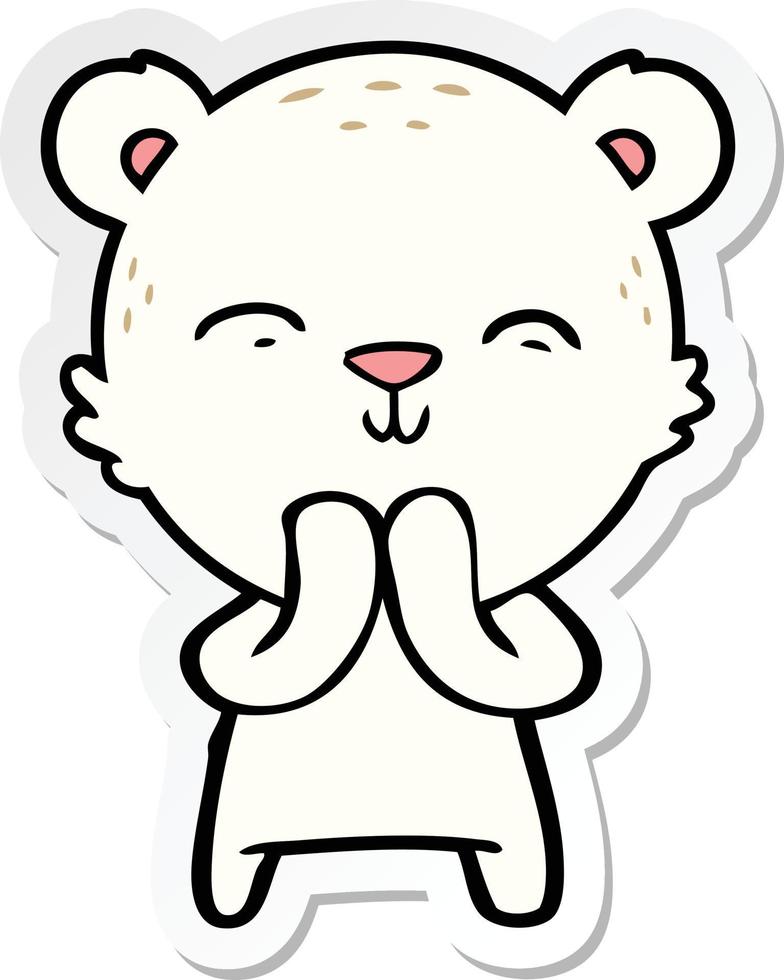 adesivo de um urso polar de desenho animado feliz vetor