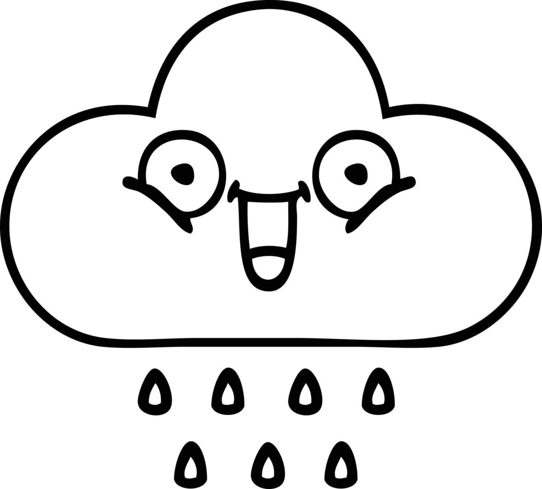 desenho de linha cartoon nuvem de chuva de tempestade vetor