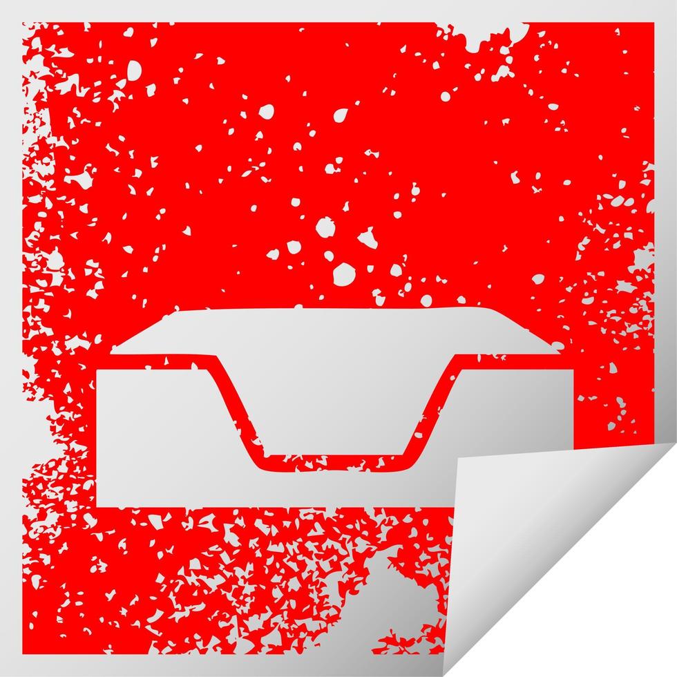 símbolo de adesivo de peeling quadrado angustiado vazio na bandeja vetor